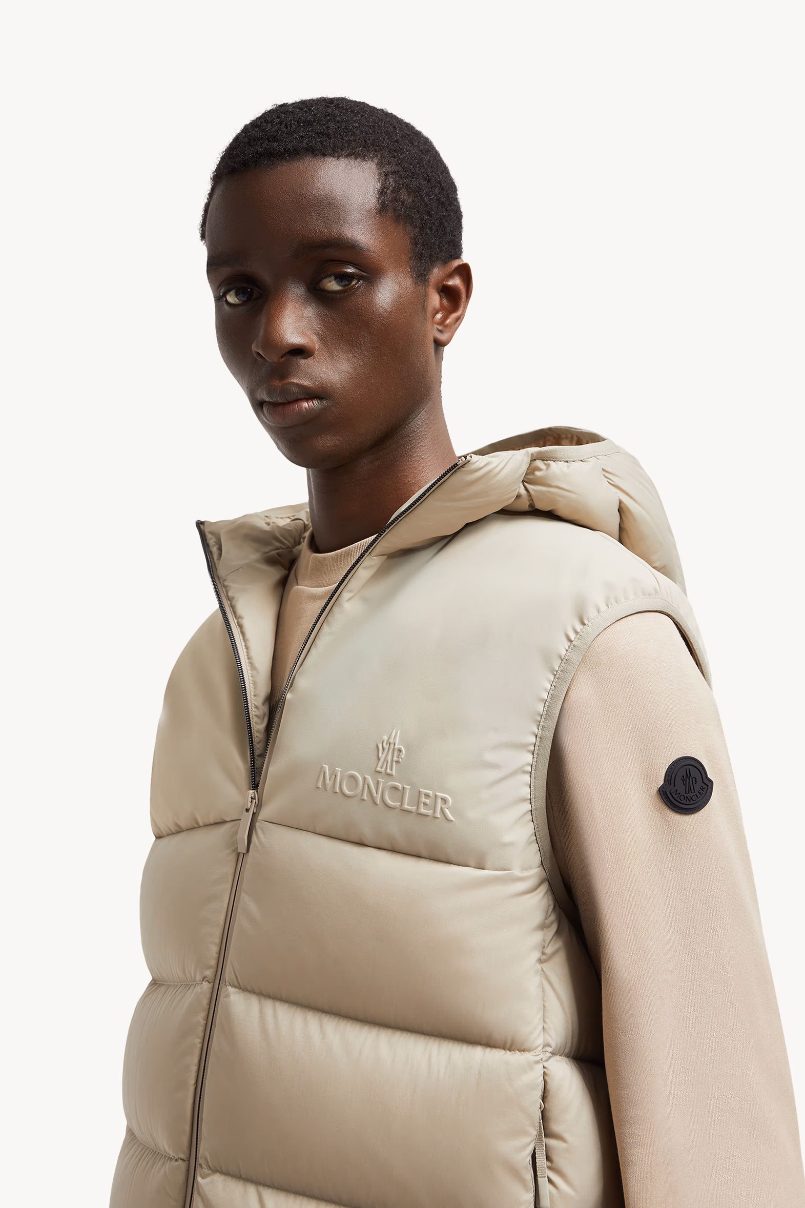 Chaleco plumífero con capucha Bresse Hombre Beige Claro Moncler 4